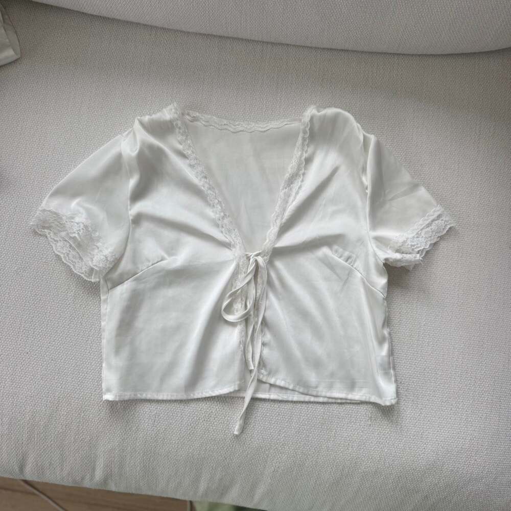 White lace crop top